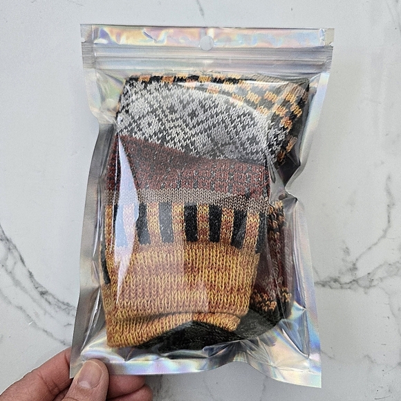 Bohemian | Granola yellow gray maximalist print Gorpcore tube socks - Picture 7 of 7